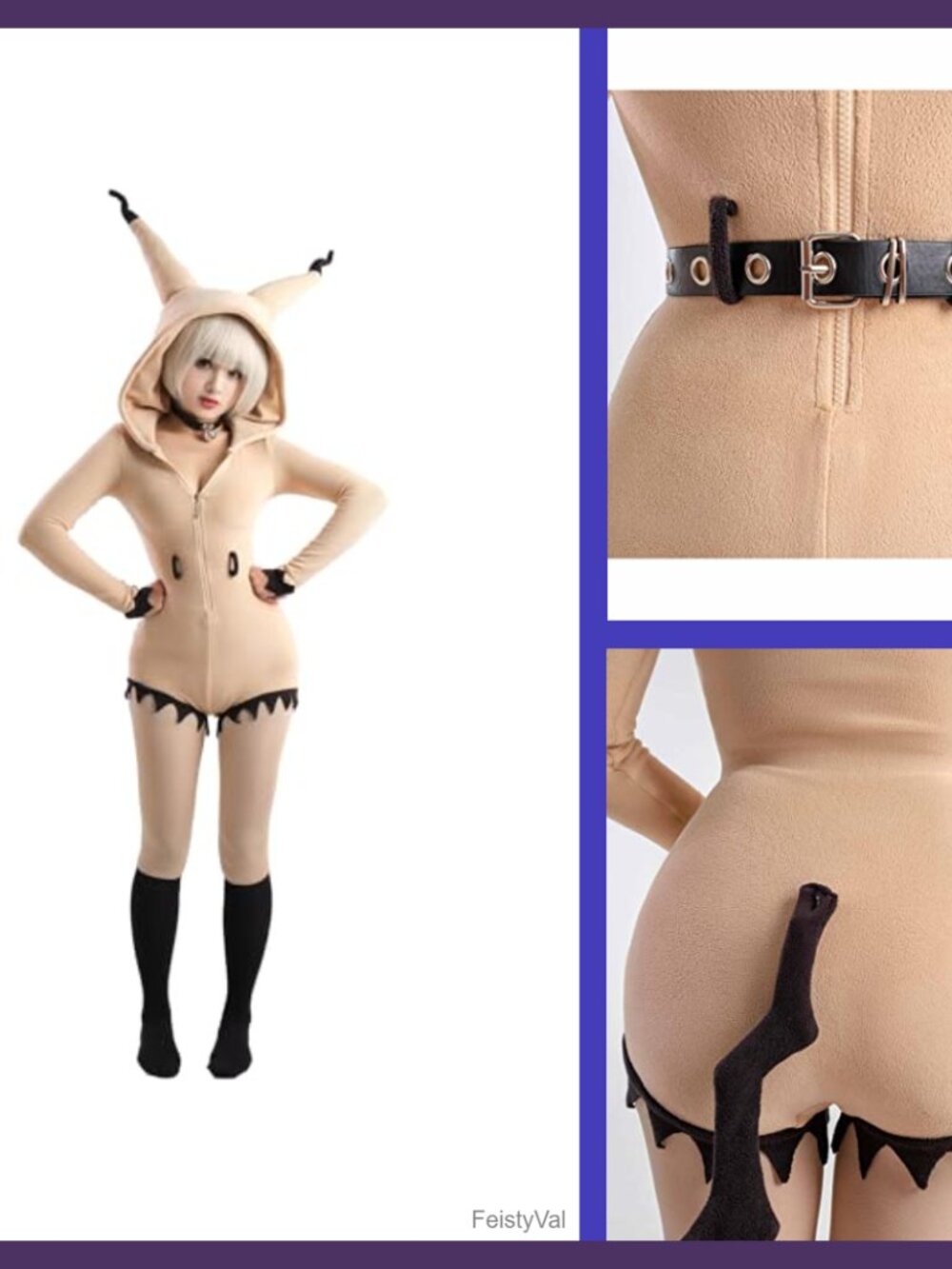 Velvet Anime Cosplay Bodysuit Romper with Choker Socks Belt Tail